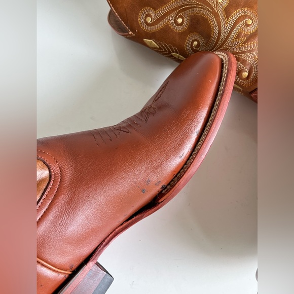Ferrini Square Toe Cowboy Boots Men’s Size 10 Cowhide Leather Brown Embroidered - Picture 15 of 15